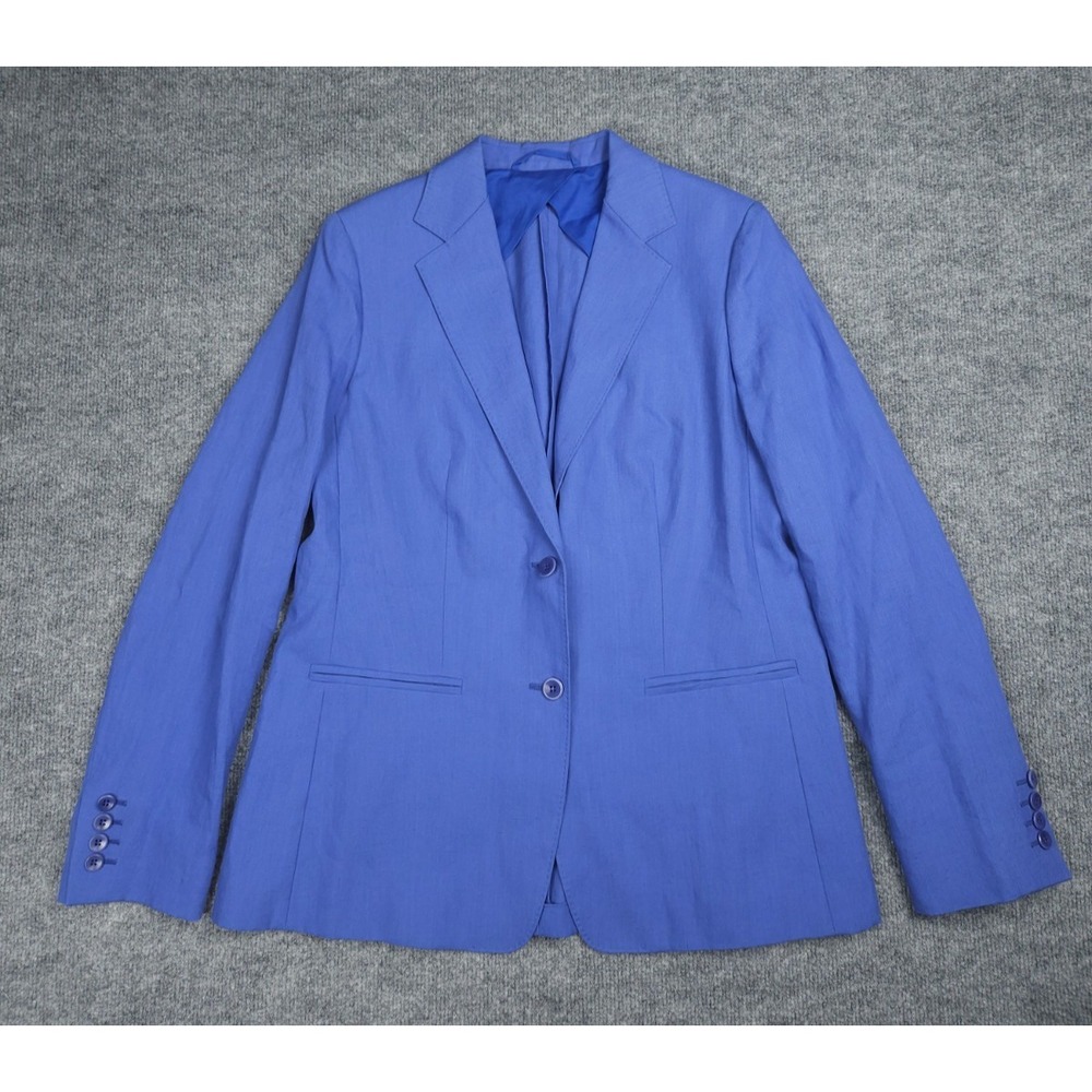 Max Mara Blazer Women's (FITS 20" x 28") Blue Linen 2-Button